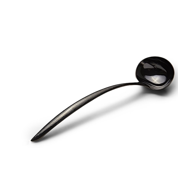 Bon Chef Ez Use Banquet Serving Ladle Hammer Finish 15" 6 Oz. - Black 9456HFB - main